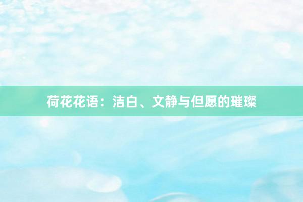 荷花花语：洁白、文静与但愿的璀璨