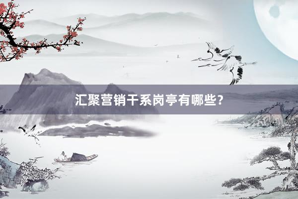 汇聚营销干系岗亭有哪些？